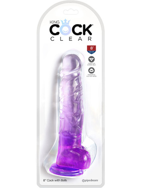 King Cock Clear: Dildo with Balls, 22 cm, purple