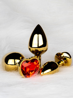 Ouch!: Heart Gem Metal Butt Plug, small, gold