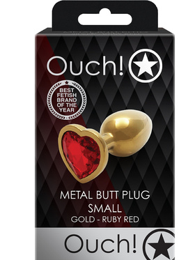 Ouch!: Heart Gem Metal Butt Plug, small, gold