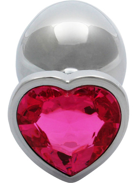 Ouch!: Heart Gem Metal Butt Plug, large, silver