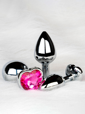 Ouch!: Heart Gem Metal Butt Plug, large, silver