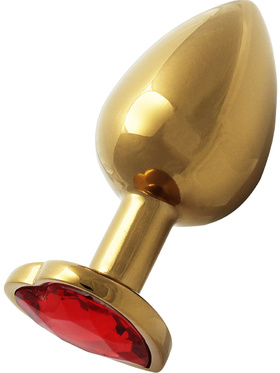 Ouch!: Heart Gem Metal Butt Plug, large, gold