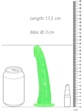 RealRock: Glow in the Dark Realistic Dildo, 15.5 cm, green