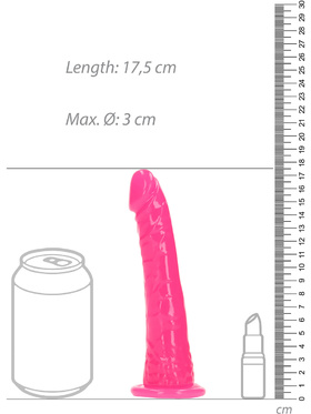 RealRock: Glow in the Dark Realistic Dildo, 15.5 cm, pink