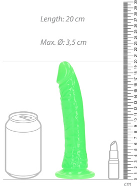 RealRock: Glow in the Dark Realistic Dildo, 18 cm, green