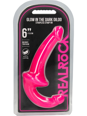 RealRock: Glow in the Dark Strapless Strap-On, pink