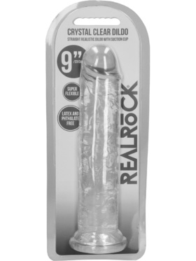 RealRock: Crystal Clear Straight Realistic Dildo, 23 cm, transparent