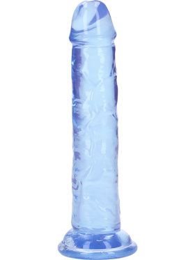 RealRock: Crystal Clear Straight Realistic Dildo, 14.5 cm, blue