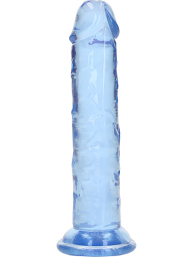 RealRock: Crystal Clear Straight Realistic Dildo, 14.5 cm, blue