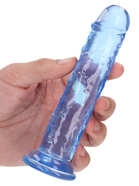 RealRock: Crystal Clear Straight Realistic Dildo, 14.5 cm, blue