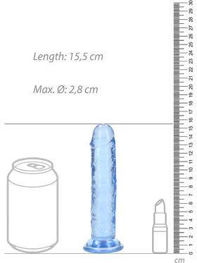 RealRock: Crystal Clear Straight Realistic Dildo, 14.5 cm, blue