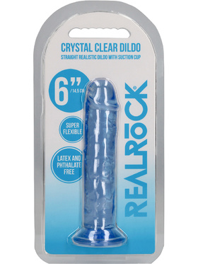 RealRock: Crystal Clear Straight Realistic Dildo, 14.5 cm, blue