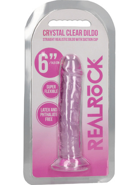 RealRock: Crystal Clear Straight Realistic Dildo, 14.5 cm, pink