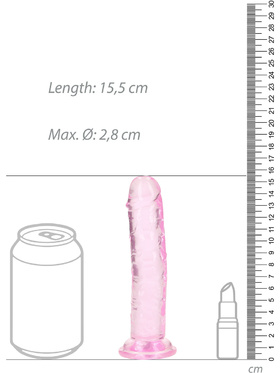 RealRock: Crystal Clear Straight Realistic Dildo, 14.5 cm, pink