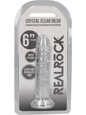 RealRock: Crystal Clear Straight Realistic Dildo, 14.5 cm, transparent