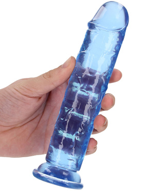 RealRock: Crystal Clear Straight Realistic Dildo, 18 cm, blue