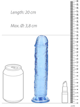 RealRock: Crystal Clear Straight Realistic Dildo, 18 cm, blue