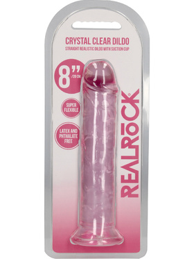 RealRock: Crystal Clear Straight Realistic Dildo, 20 cm, pink