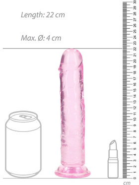 RealRock: Crystal Clear Straight Realistic Dildo, 20 cm, pink