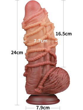 LoveToy: Dual-layered Silicone Cock with Rope, 24 cm