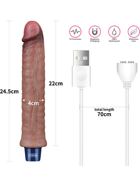 LoveToy: Real Softee, Silicone Vibrating Dildo, 24,5 cm