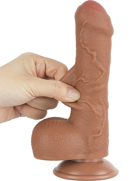 LoveToy: Sliding-Skin Dildo, 18 cm, brown