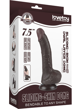 LoveToy: Sliding-Skin Dildo, 19.5 cm, dark