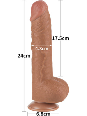 LoveToy: Sliding-Skin Dildo, 24 cm, brown