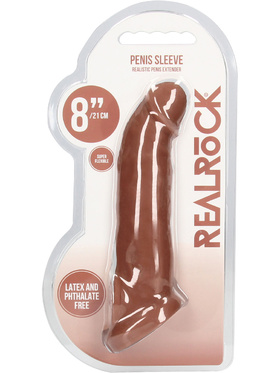 RealRock Skin: Penis Extender with Rings, 21 cm, brown