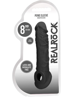 RealRock Skin: Penis Extender with Rings, 21 cm, black