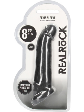 RealRock Skin: Penis Extender with Rings, 21 cm, black