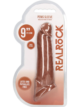 RealRock Skin: Penis Extender with Rings, 22 cm, brown