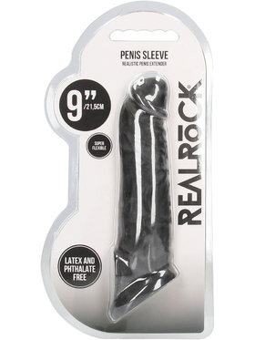 RealRock Skin: Penis Extender with Rings, 22 cm, black