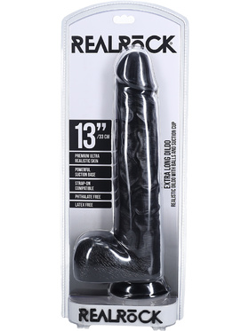 RealRock: Extra Long Realistic Dildo, 33 cm, black