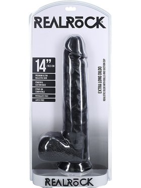 RealRock: Extra Long Realistic Dildo, 35.5 cm, black