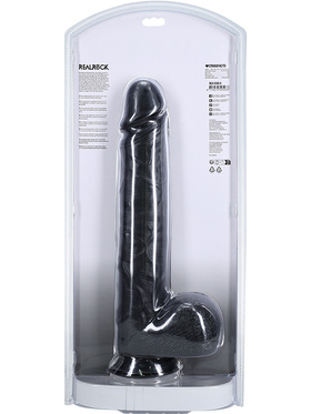 RealRock: Extra Long Realistic Dildo, 35.5 cm, black