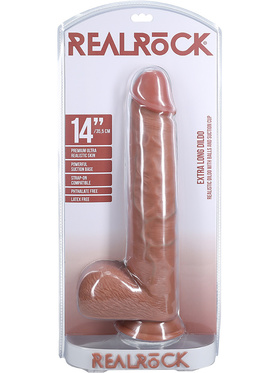 RealRock: Extra Long Realistic Dildo, 35.5 cm, dark