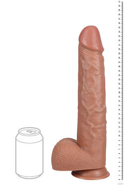 RealRock: Extra Long Realistic Dildo, 35.5 cm, dark