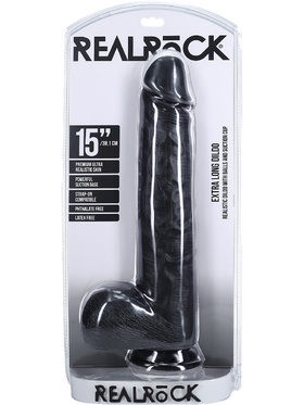 RealRock: Extra Long Realistic Dildo, 38 cm, black