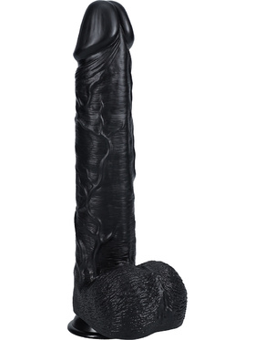 RealRock: Extra Long Realistic Dildo, 38 cm, black