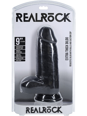 RealRock: Extra Thick Realistic Dildo, 23 cm, black