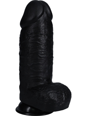 RealRock: Extra Thick Realistic Dildo, 23 cm, black