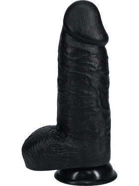 RealRock: Extra Thick Realistic Dildo, 23 cm, black