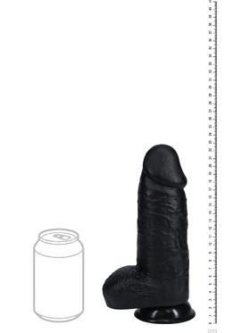 RealRock: Extra Thick Realistic Dildo, 23 cm, black