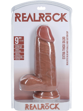 RealRock: Extra Thick Realistic Dildo, 23 cm, dark