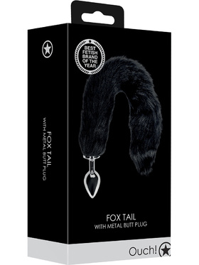 Ouch!: Fox Tail with Metal Butt Plug, black