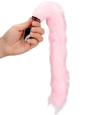 Ouch!: Light-up Fox Tail with Metal Butt Plug, pink