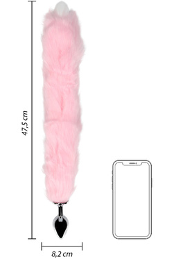 Ouch!: Light-up Fox Tail with Metal Butt Plug, pink