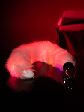 Ouch!: Light-up Fox Tail with Metal Butt Plug, pink