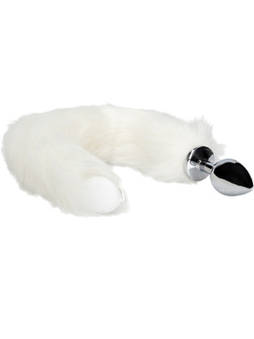 Ouch!: Light-up Fox Tail with Metal Butt Plug, white